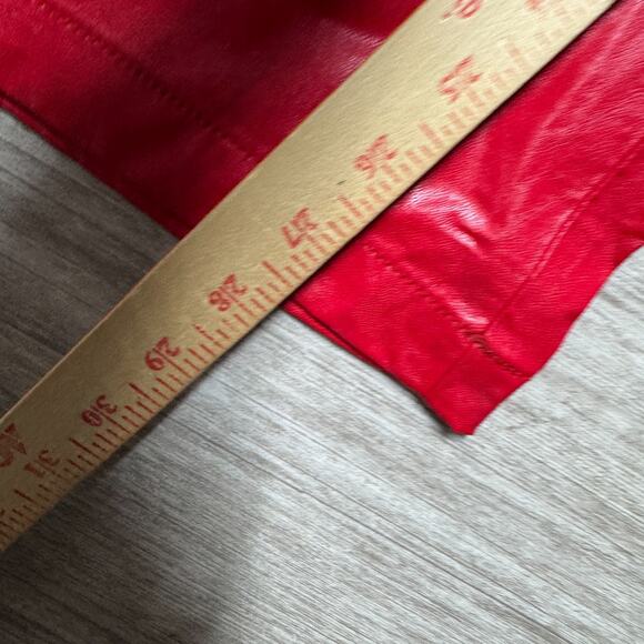 Paper Moon Seoul Women's Wide Leg Pants Vegan Leather NWT L Hot Red 26x28 - Picture 5 of 11